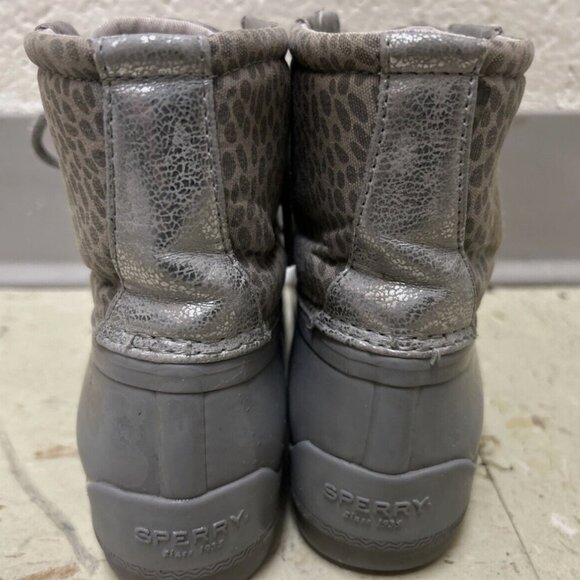 SPERRY Rain Boots Gray Waterproof Rain Boot Rubber Sz 1 Cheetah - Picture 4 of 6
